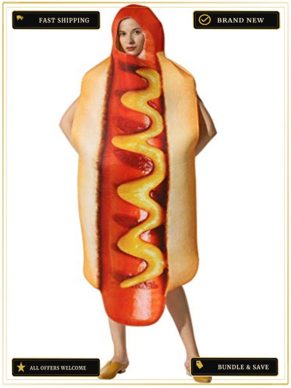 EraSpooky Hot Dog Costume Footlong Adult Unisex Halloween